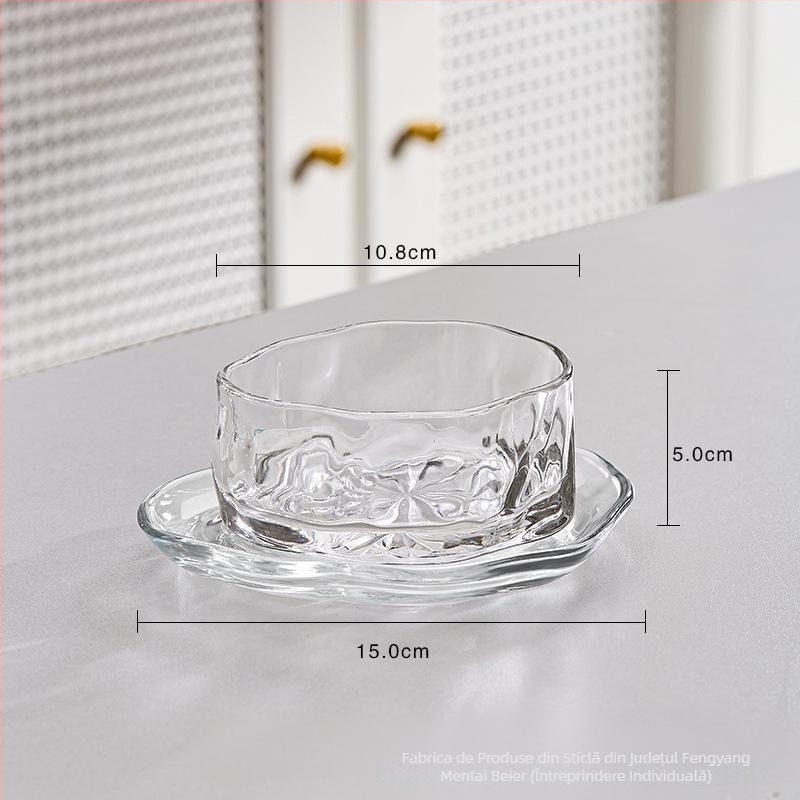 Set de boluri de desert din sticlă sodalime, formă neregulată, stil modern minimalist, personalizabil, incompatibil cu cuptorul cu microunde