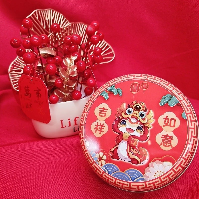 Cutie rotundă din tablă, model 13570, cutie cadou, grosime perete 0,23 mm, biscuiți