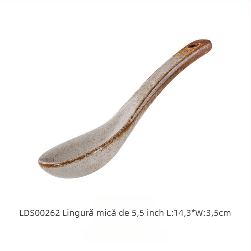 Set ceramic din porțelan întărit, glazură kiln-glazed, stil retro lux, model ce imită arderea lemnului, compatibil cu microunde, personalizabil