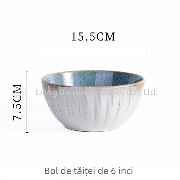 Set de veselă din porțelan cu glazură subglazură – farfurii rotunde cu relief, compatibil cu microunde, fabricat în Li Ling