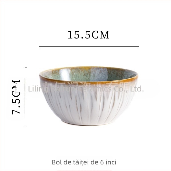 Set de veselă din porțelan cu glazură subglazură – farfurii rotunde cu relief, compatibil cu microunde, fabricat în Li Ling