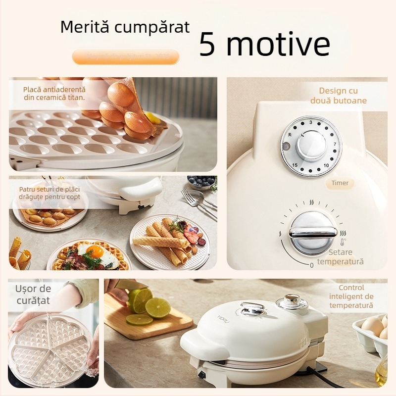 Gofrier cu plăci duble, model EL-3025, 750W, 220V/50Hz, control mecanic