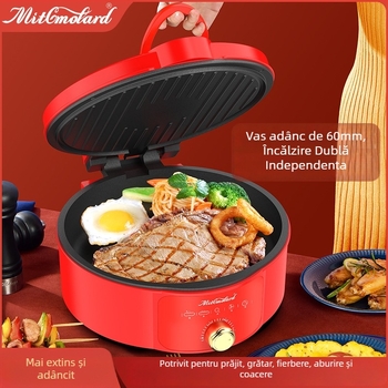 Tigaie electrică pentru clătite, încălzire dublă, 1200W, 220V, pentru 4-5 persoane