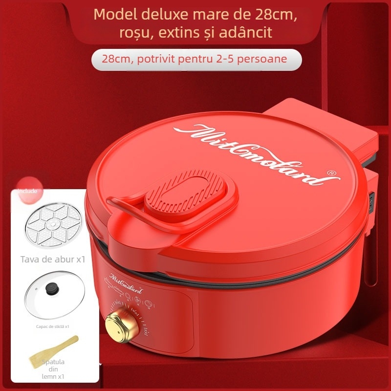 Tigaie electrică pentru clătite, încălzire dublă, 1200W, 220V, pentru 4-5 persoane