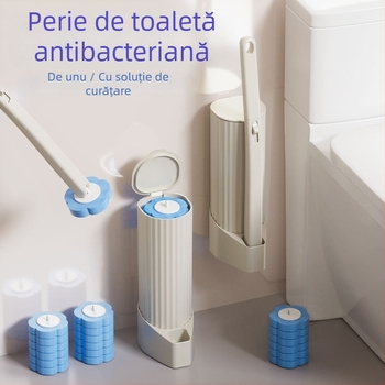 Set perie toaleta de unică folosință, montat pe perete, capete de înlocuire, din plastic