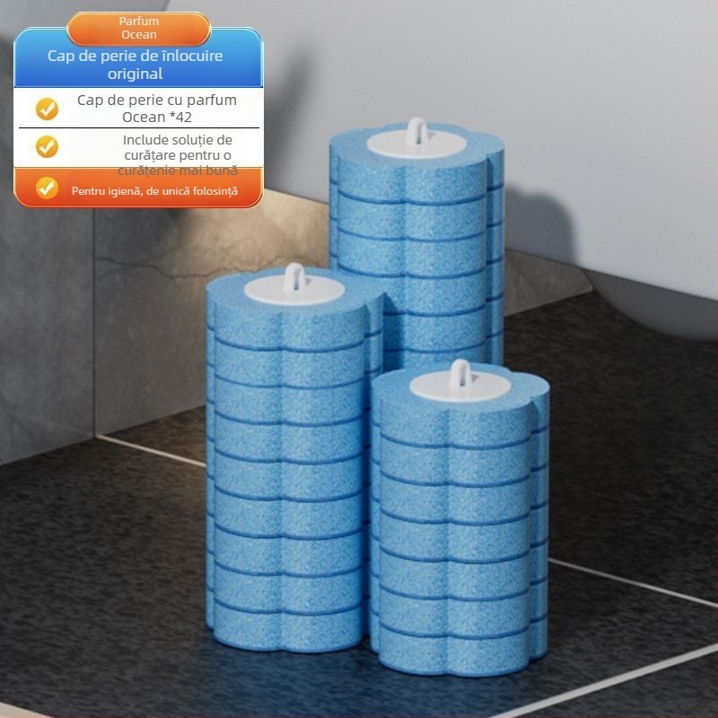 Set perie toaleta de unică folosință, montat pe perete, capete de înlocuire, din plastic