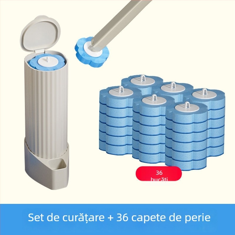 Set perie toaleta de unică folosință, montat pe perete, capete de înlocuire, din plastic