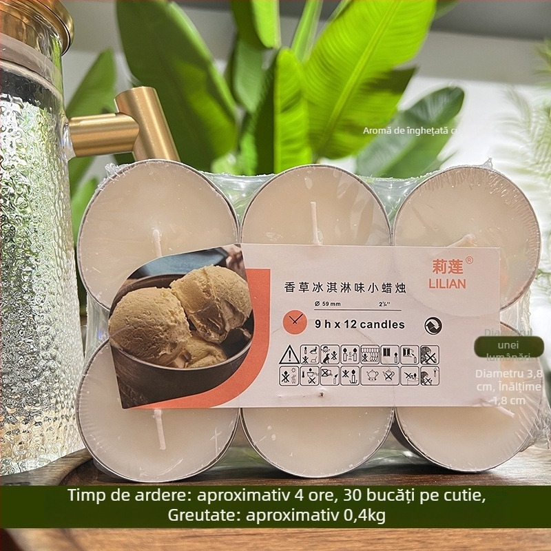 Lumânare parfumată fără fum, cilindrică, cu proces semi-manual și semi-mecanic, cu logo imprimat