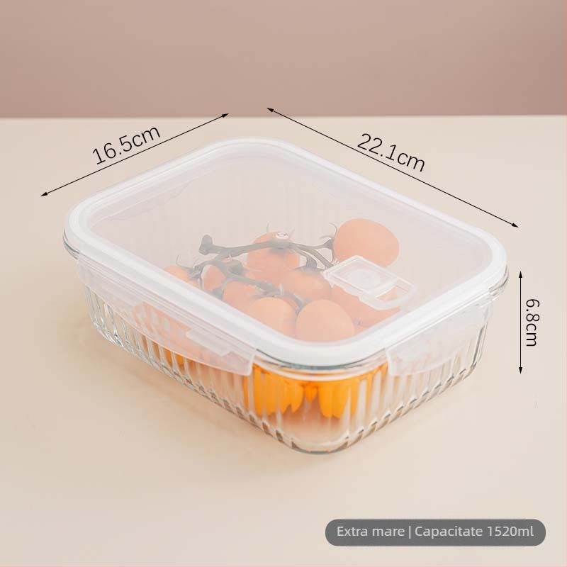 Casă de prânz din sticlă cu patru compartimente, compatibilă cu cuptorul cu microunde, sticlă borosilicat, design dreptunghiular/rotund/patrat