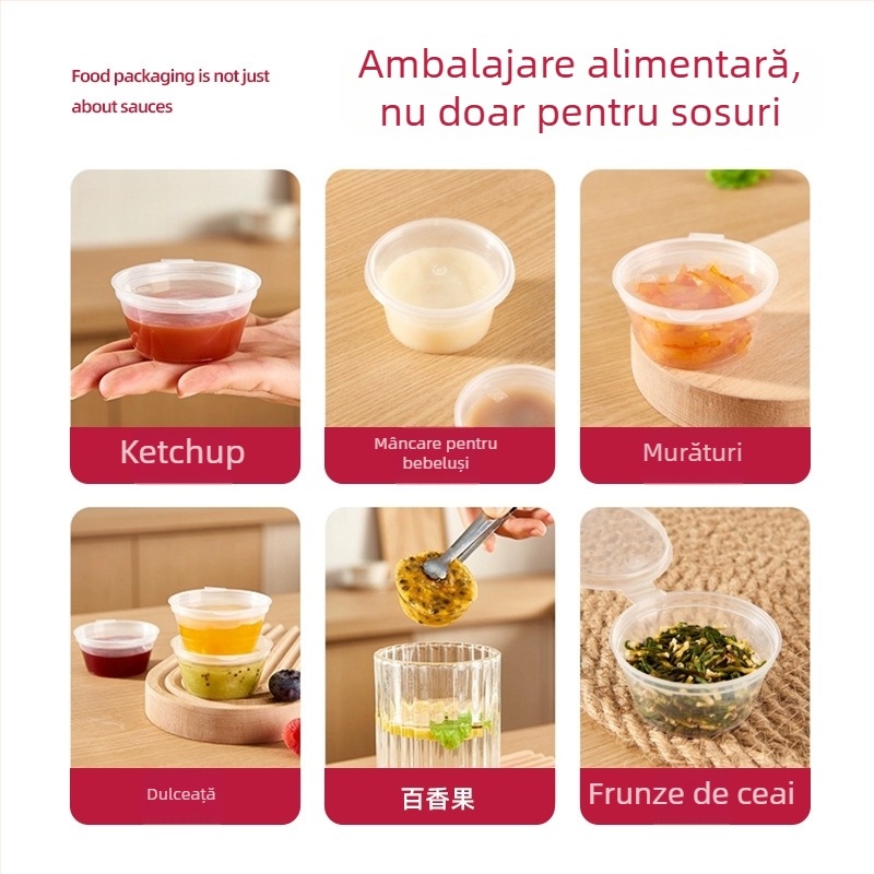 Han sheng cupe de sos, din PP, de unică folosință, rotunde, capacitate mare, pentru takeaway, plastic alimentar de înaltă calitate