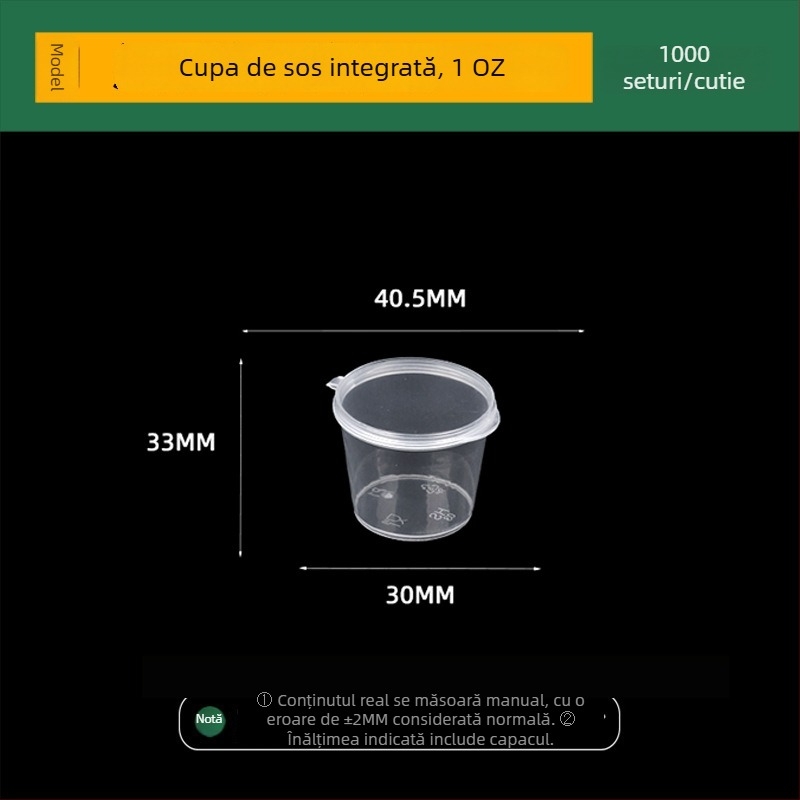 Han sheng cupe de sos, din PP, de unică folosință, rotunde, capacitate mare, pentru takeaway, plastic alimentar de înaltă calitate