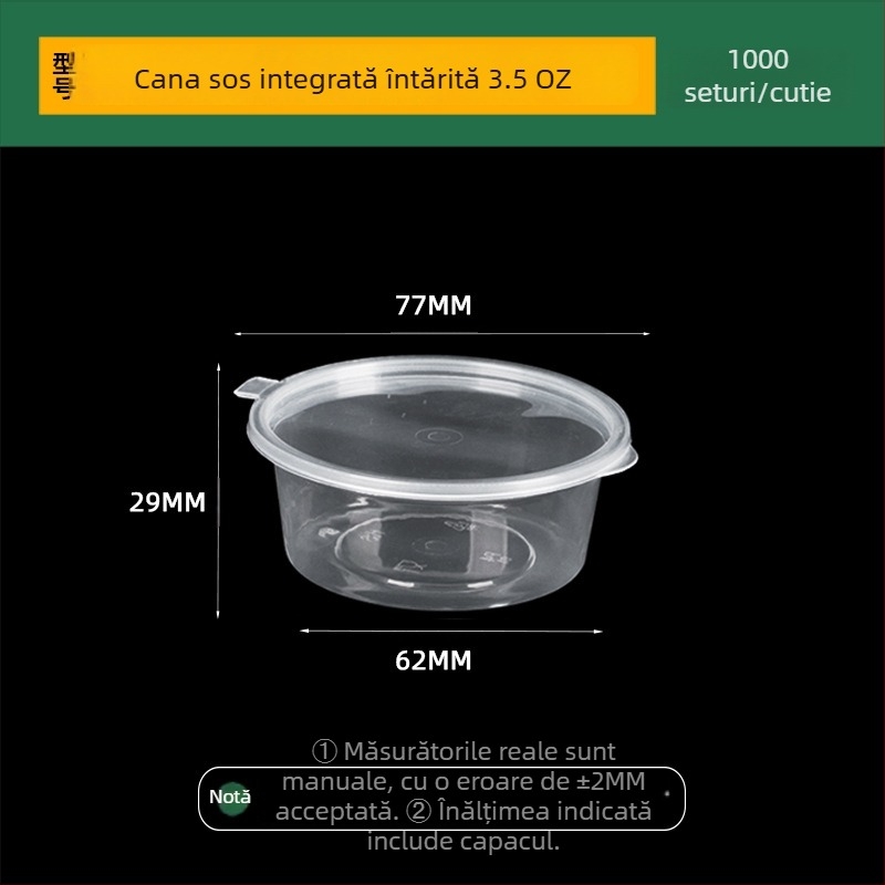 Han sheng cupe de sos, din PP, de unică folosință, rotunde, capacitate mare, pentru takeaway, plastic alimentar de înaltă calitate