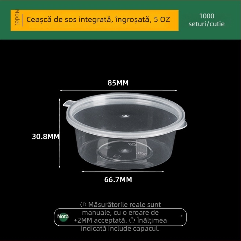 Han sheng cupe de sos, din PP, de unică folosință, rotunde, capacitate mare, pentru takeaway, plastic alimentar de înaltă calitate