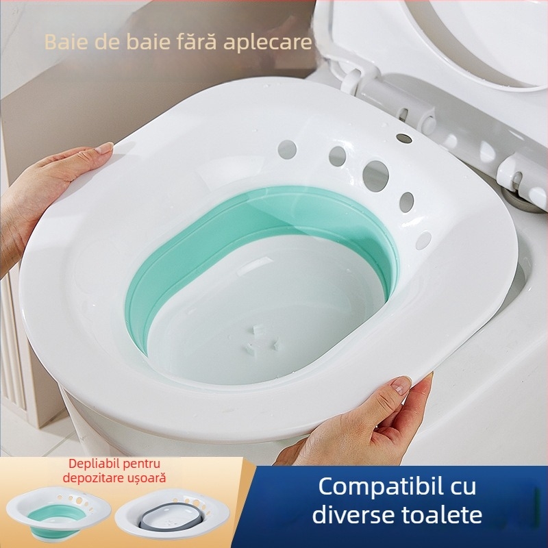 Bidet pliabil pentru baie, material PP+TEP, destinat adulților, design de tip toaletă