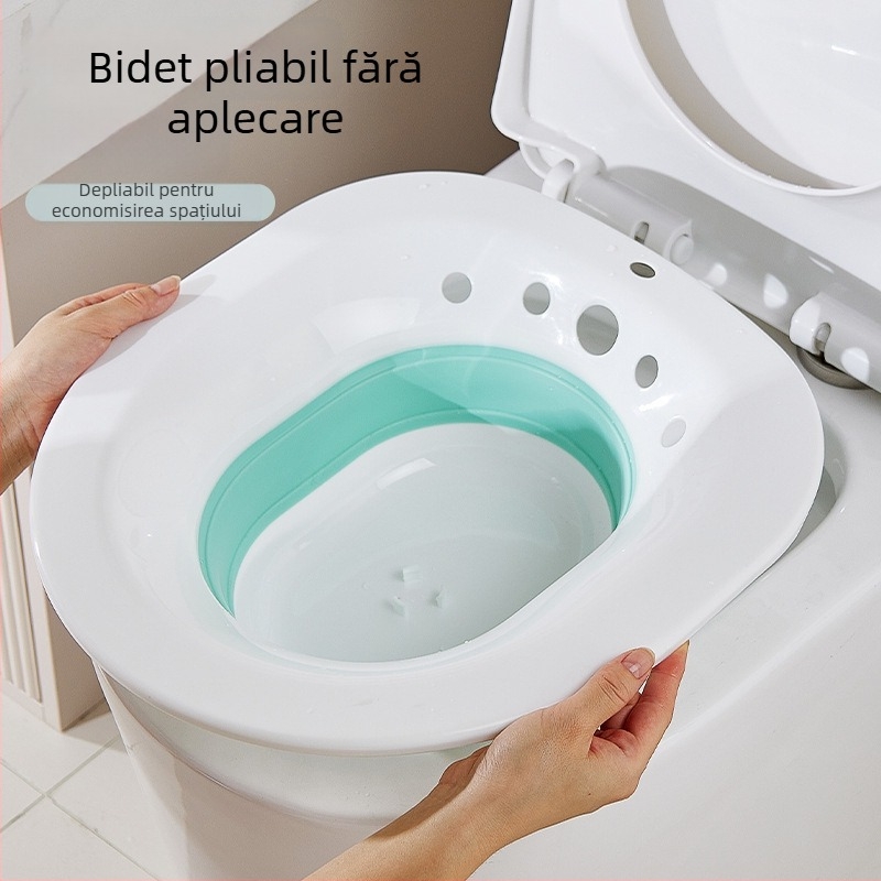 Bidet pliabil pentru baie, material PP+TEP, destinat adulților, design de tip toaletă