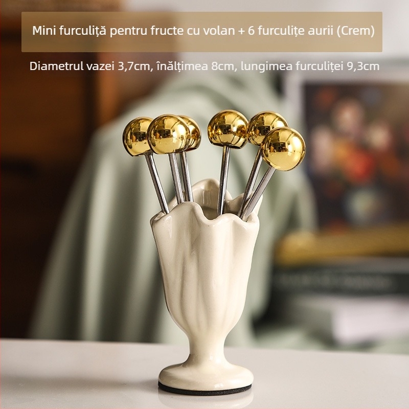 Set de furculițe pentru fructe din oțel inoxidabil – stil proaspăt și drăguț pentru copii, personalizare disponibilă