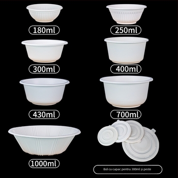 First Green bol biodegradabil din amidon de porumb, pentru o singură folosinire, formă circulară, grosime 0,5 mm, 500 buc./carton