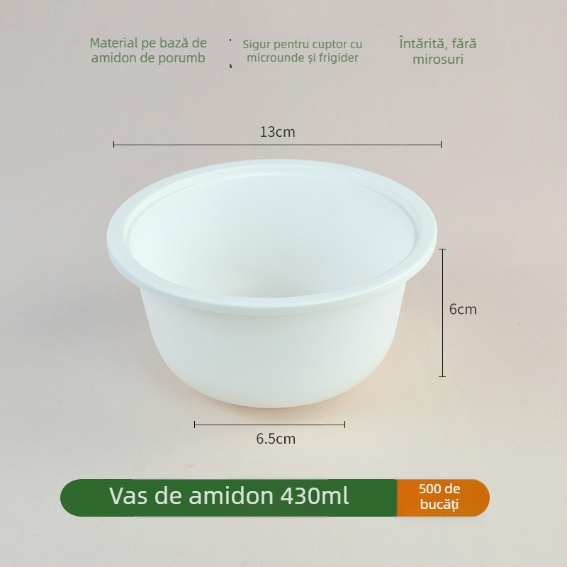 First Green bol biodegradabil din amidon de porumb, pentru o singură folosinire, formă circulară, grosime 0,5 mm, 500 buc./carton