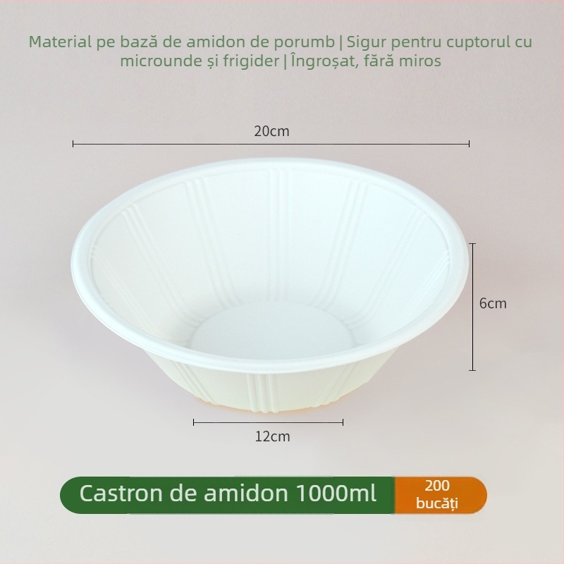 First Green bol biodegradabil din amidon de porumb, pentru o singură folosinire, formă circulară, grosime 0,5 mm, 500 buc./carton
