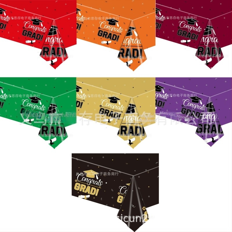 Față de masă din plastic, cu temă de absolvire și design cu căciulă academică, pentru petreceri de ziua de naștere