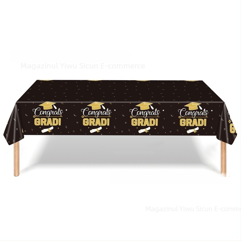 Față de masă din plastic, cu temă de absolvire și design cu căciulă academică, pentru petreceri de ziua de naștere