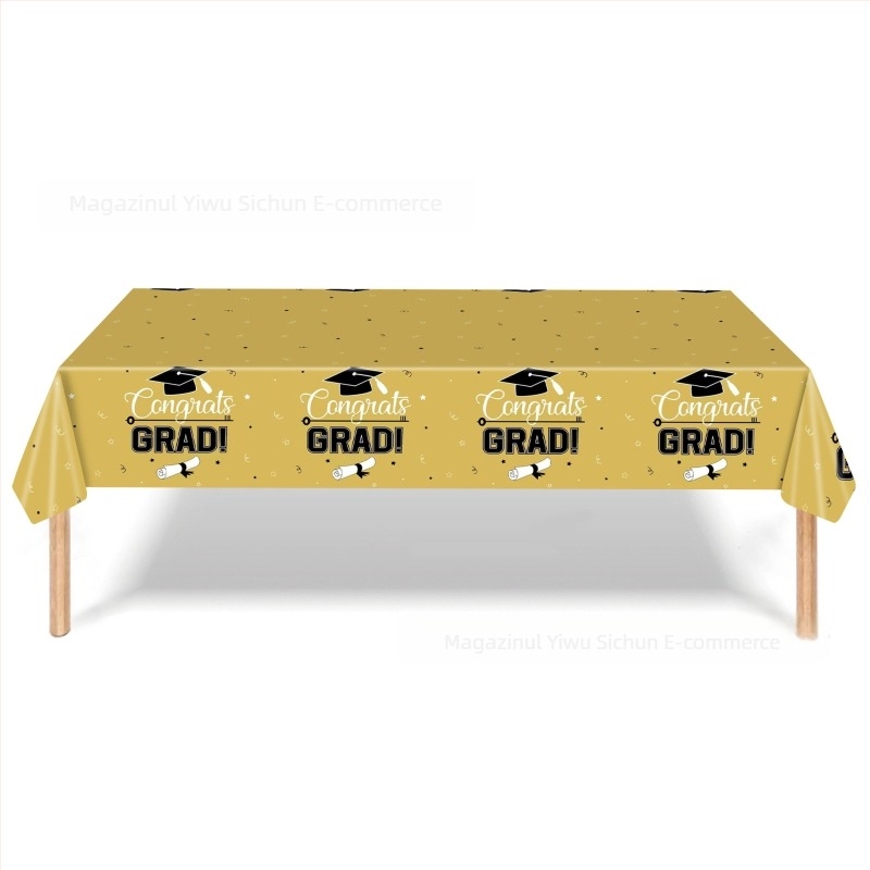 Față de masă din plastic, cu temă de absolvire și design cu căciulă academică, pentru petreceri de ziua de naștere
