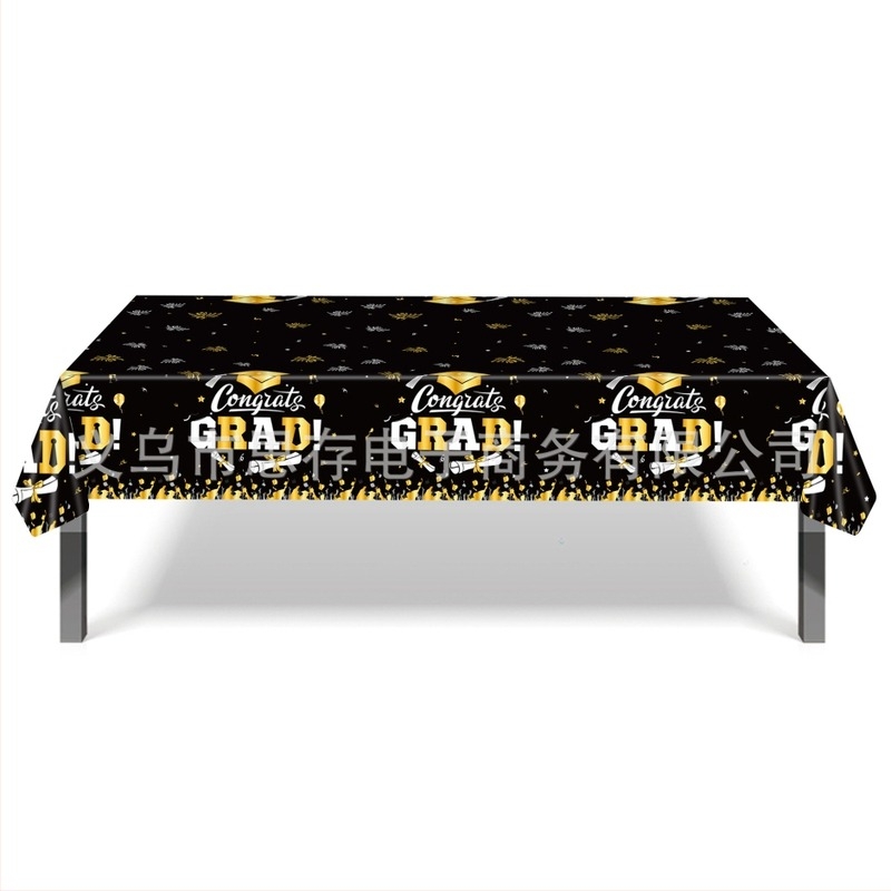 Față de masă din plastic, cu temă de absolvire și design cu căciulă academică, pentru petreceri de ziua de naștere