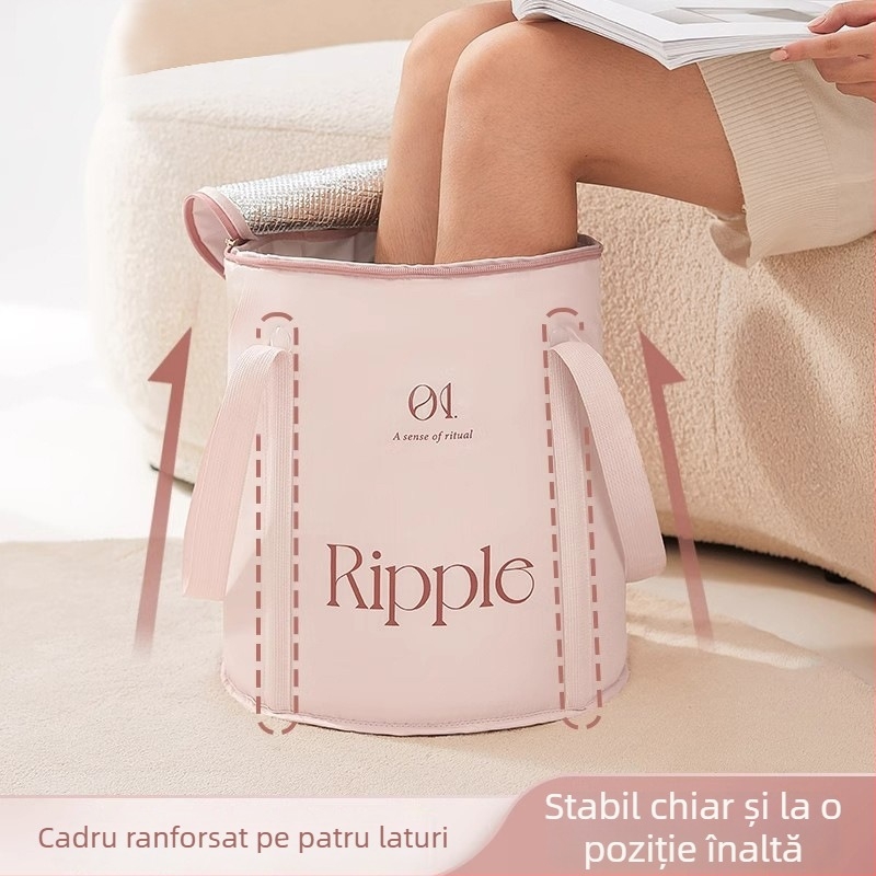 Cadă portabilă pentru picioare, pentru uz casnic, pliabilă, izolată termic și cu mâner de transport - dispozitiv complet pentru baie.
