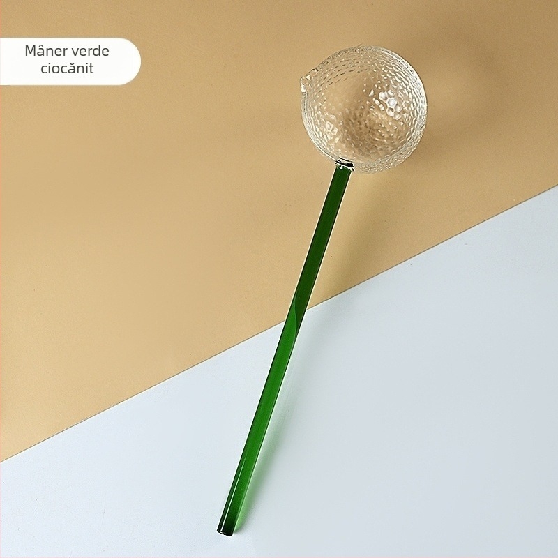 Lingură de ceai din sticlă cu mâner lung, lucrată manual, stil modern minimalist, stil nou chinezesc