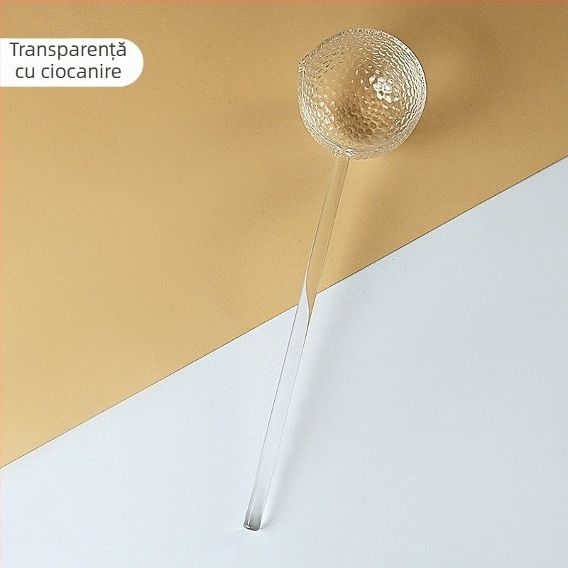 Lingură de ceai din sticlă cu mâner lung, lucrată manual, stil modern minimalist, stil nou chinezesc