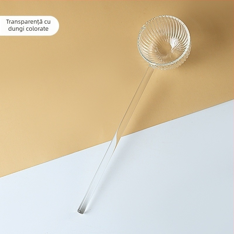 Lingură de ceai din sticlă cu mâner lung, lucrată manual, stil modern minimalist, stil nou chinezesc