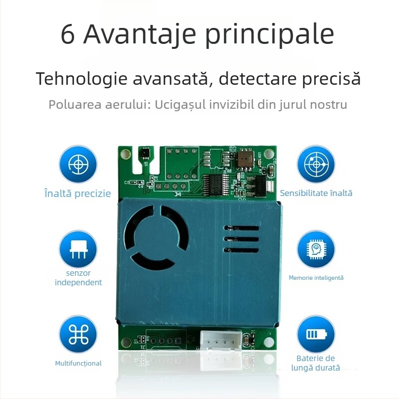 Modul senzor 7 în 1 pentru calitatea aerului: CO2, formaldehidă, PM2.5/PM10, TVOC, temperatură și umidire; interfață RS485/UART; senzor electrochimic