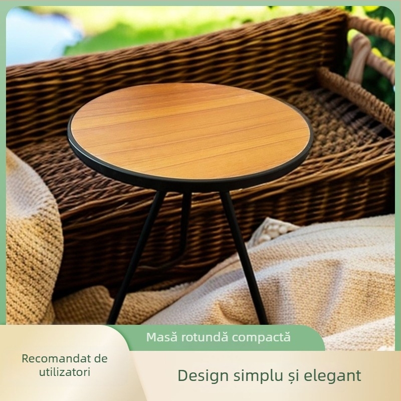Masă pliabilă outdoor pentru ceai cu cuptor – rotundă, masă multifuncțională pentru exterior, placaj artificial, personalizare disponibilă