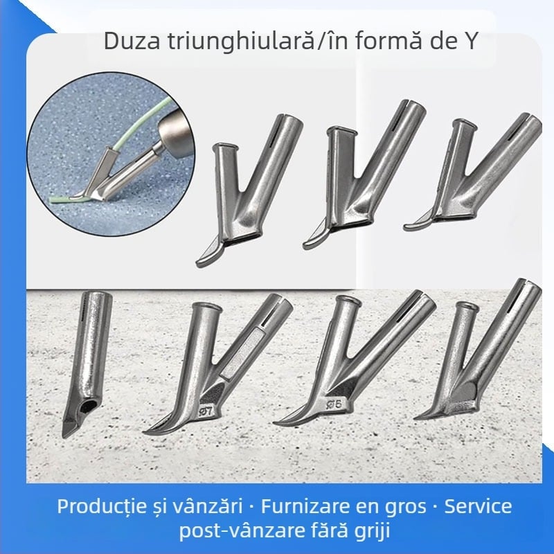 Set de duze din oțel inoxidabil pentru sudură cu aer cald — duze triunghiulare rapide, duză cu punct fix, duză rotundă în formă de Y; compatibil Tig150