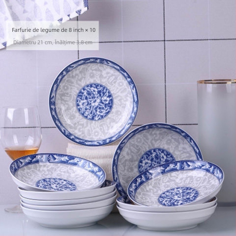 Farfurii ceramice pentru uz casnic, cu culoare sub glazură, farfurii groase în stil occidental, pentru orez și fructe