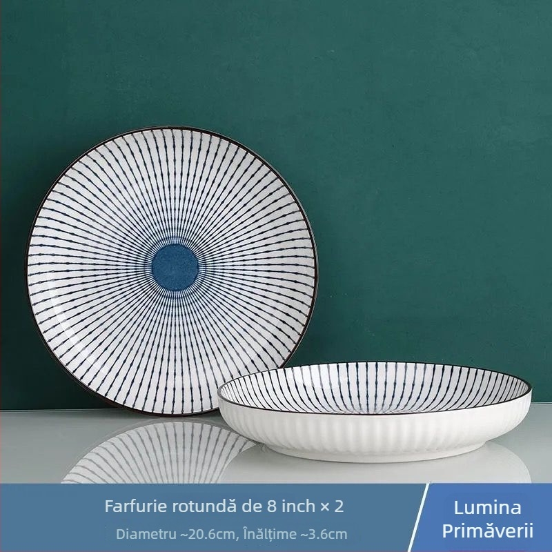 Farfurii ceramice pentru uz casnic, cu culoare sub glazură, farfurii groase în stil occidental, pentru orez și fructe