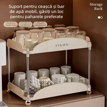 Raft de depozitare pentru căni, cu drenaj pe două niveluri, pentru masă, ABS+PET, design modern minimalist