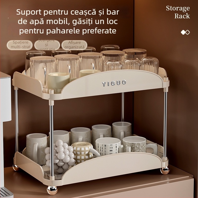 Raft de depozitare pentru căni, cu drenaj pe două niveluri, pentru masă, ABS+PET, design modern minimalist