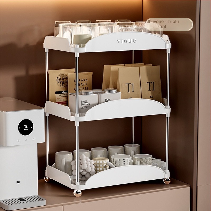 Raft de depozitare pentru căni, cu drenaj pe două niveluri, pentru masă, ABS+PET, design modern minimalist