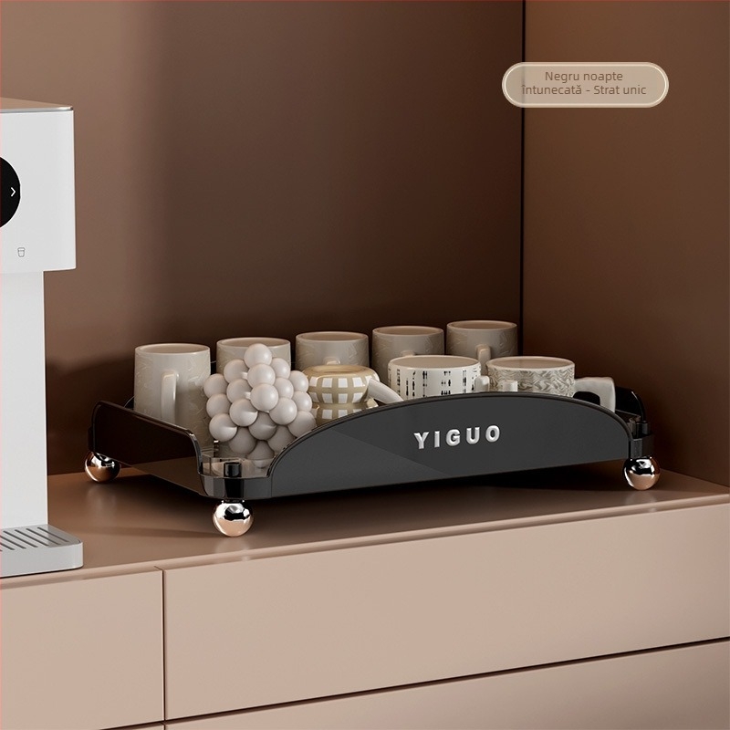 Raft de depozitare pentru căni, cu drenaj pe două niveluri, pentru masă, ABS+PET, design modern minimalist