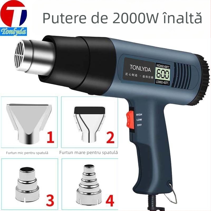 Pistol cu aer cald, industrial, cu putere mare, instrument compact pentru uscare și curățarea rosturilor, compatibil cu folie de contracție termică, 110 V
