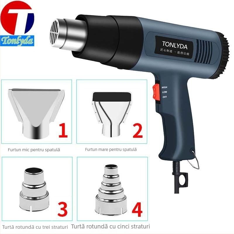 Pistol cu aer cald, industrial, cu putere mare, instrument compact pentru uscare și curățarea rosturilor, compatibil cu folie de contracție termică, 110 V