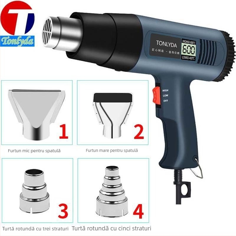 Pistol cu aer cald, industrial, cu putere mare, instrument compact pentru uscare și curățarea rosturilor, compatibil cu folie de contracție termică, 110 V
