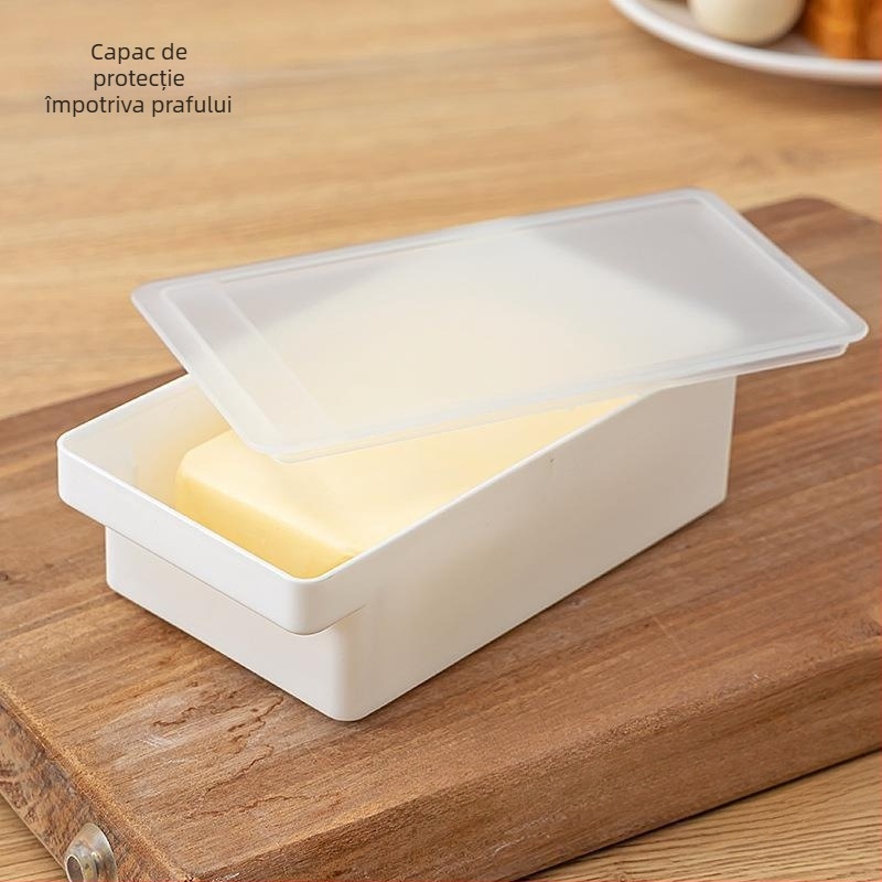 Cutie pentru tăiere și depozitare unt cu capac, stil japonez, corp metalic, cu tăietor pentru unt încorporat (Metal; Stil Japonez; Tăietor pentru unt încorporat)