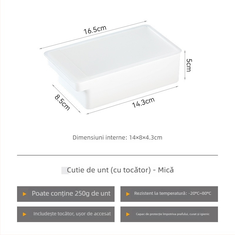 Cutie pentru tăiere și depozitare unt cu capac, stil japonez, corp metalic, cu tăietor pentru unt încorporat (Metal; Stil Japonez; Tăietor pentru unt încorporat)