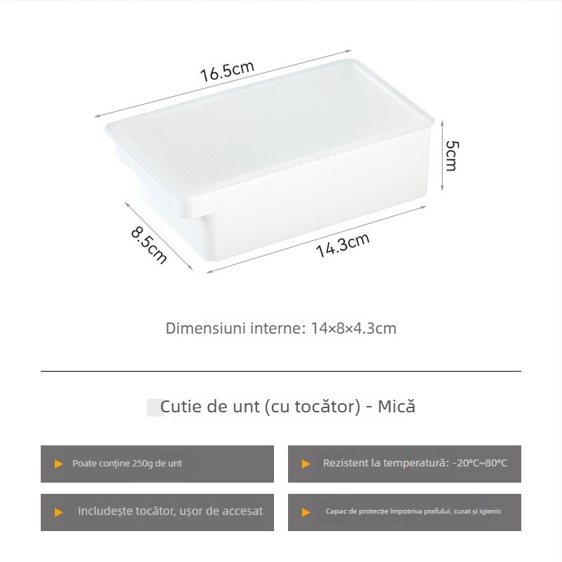 Cutie pentru tăiere și depozitare unt cu capac, stil japonez, corp metalic, cu tăietor pentru unt încorporat (Metal; Stil Japonez; Tăietor pentru unt încorporat)