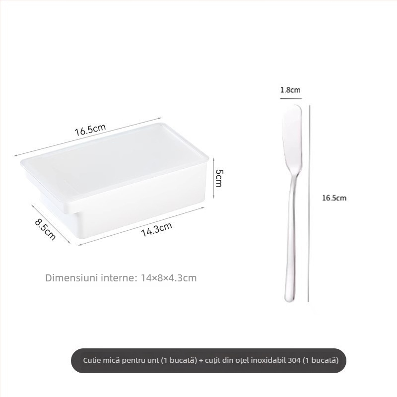 Cutie pentru tăiere și depozitare unt cu capac, stil japonez, corp metalic, cu tăietor pentru unt încorporat (Metal; Stil Japonez; Tăietor pentru unt încorporat)