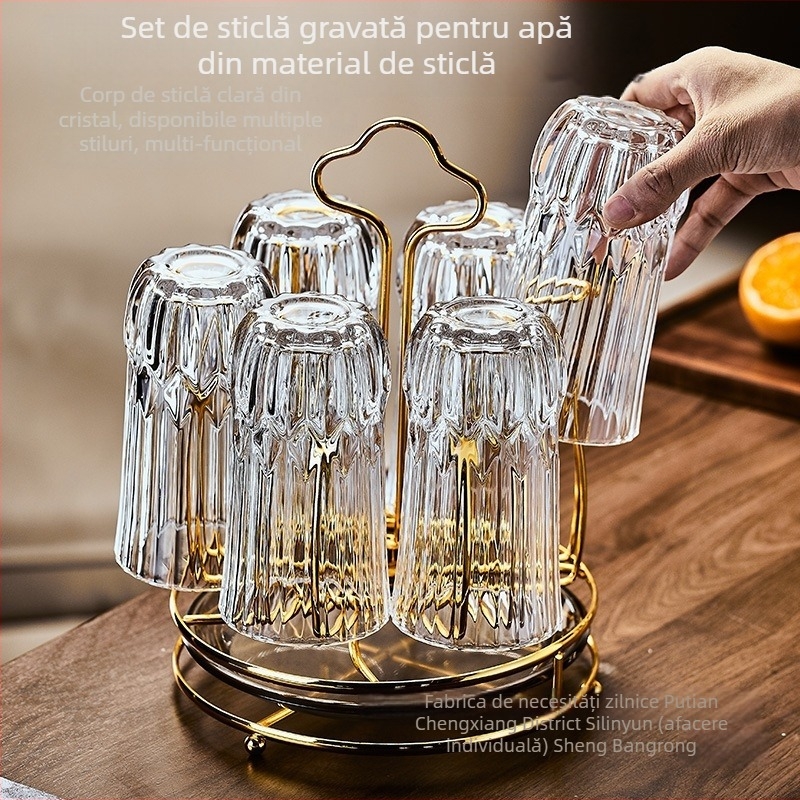 Set de pahare din sticlă pentru acasă, stil Nordic, material Deao, brand Sheng bangrong, capacitate mare, cu tavă de scurgere
