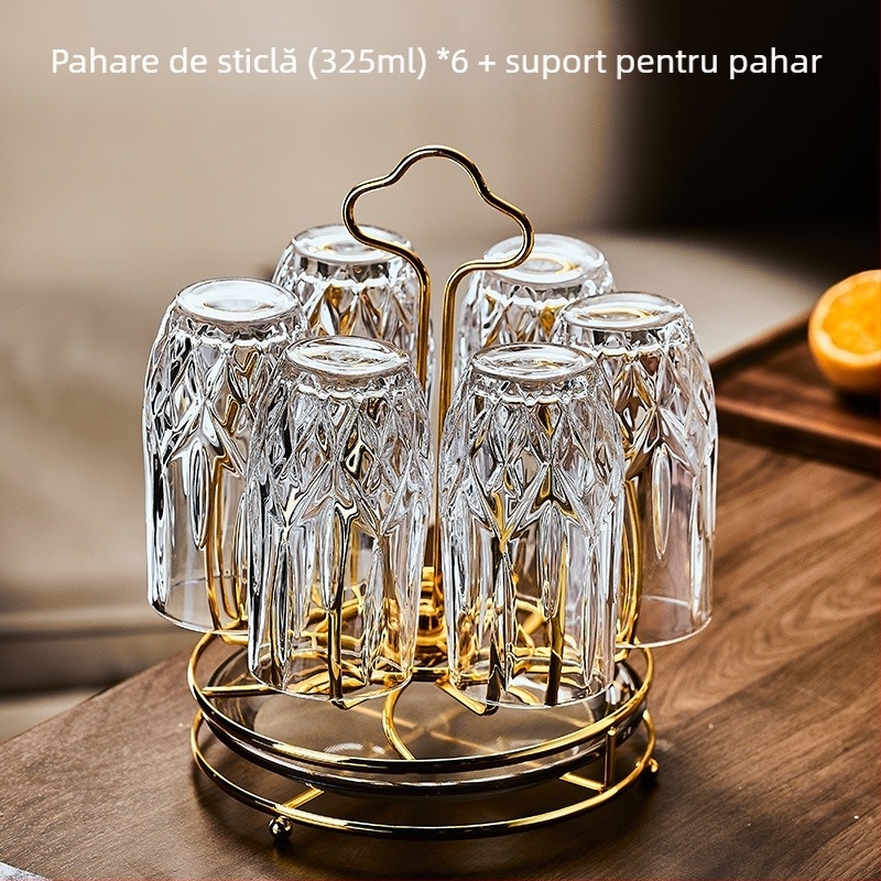 Set de pahare din sticlă pentru acasă, stil Nordic, material Deao, brand Sheng bangrong, capacitate mare, cu tavă de scurgere