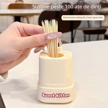 Suport pentru scobitori, cu deschidere automată, stil cartoon, din plastic, pentru uz casnic